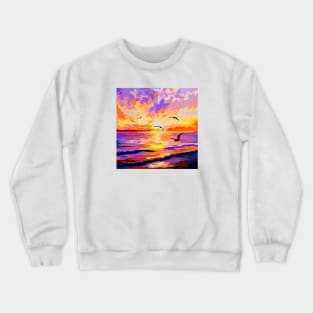 Sunset Ocean Look Out Vector Art Crewneck Sweatshirt